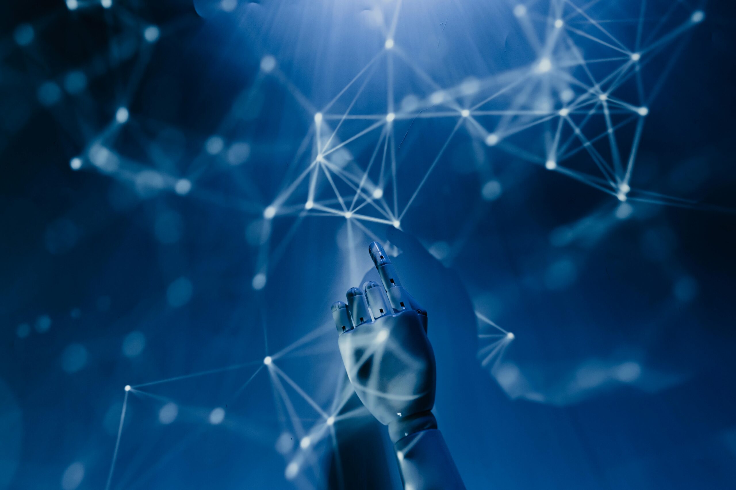 Modern executive reviewing scalable generative AI for business architecture on screen.