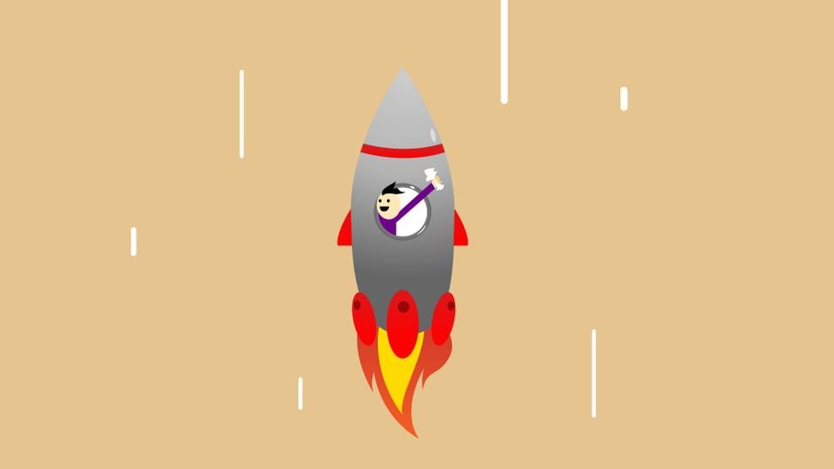 Rocket launching, symbolizing fast website performance after WordPress speed optimization.